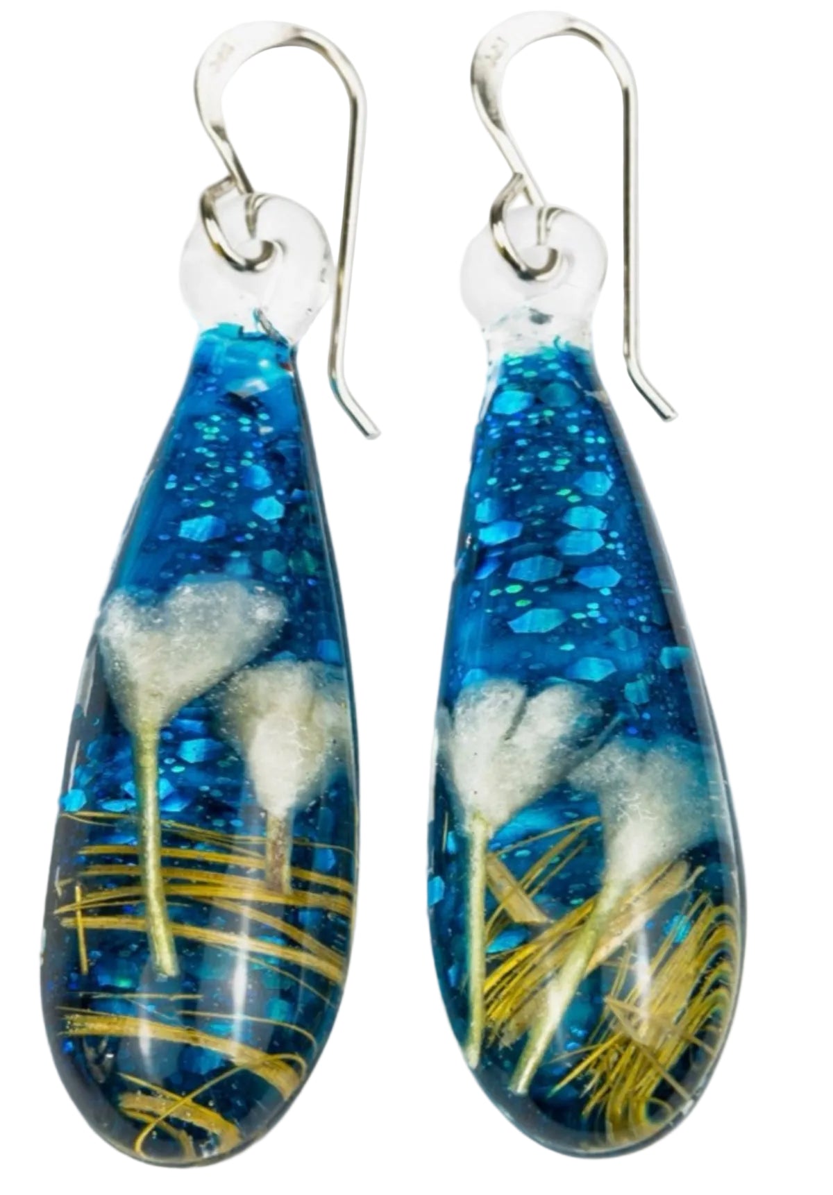 Botanical Dichroic Glass Earrings - Handmade Real Flowers – The