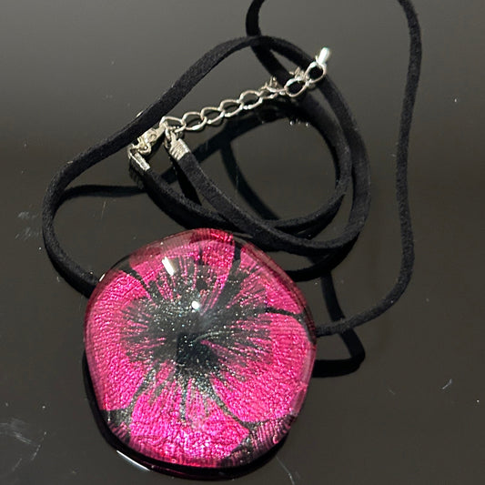Pink Dichroic Glass Starburst Pendant - Handcrafted 1.25 Inch Celebration Design | Mars Glass Artisan Collection