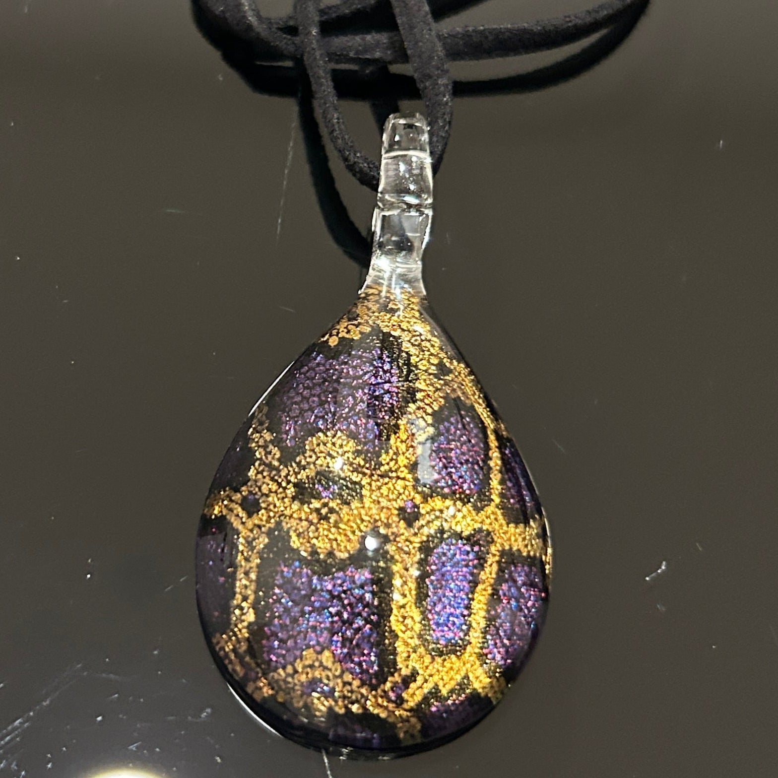 Purple Gold Dichroic Glass Tree of Life Pendant 1.75 Inch Handcrafted Mars Glass Artisan Collection Spiritual Jewelry Celtic Norse