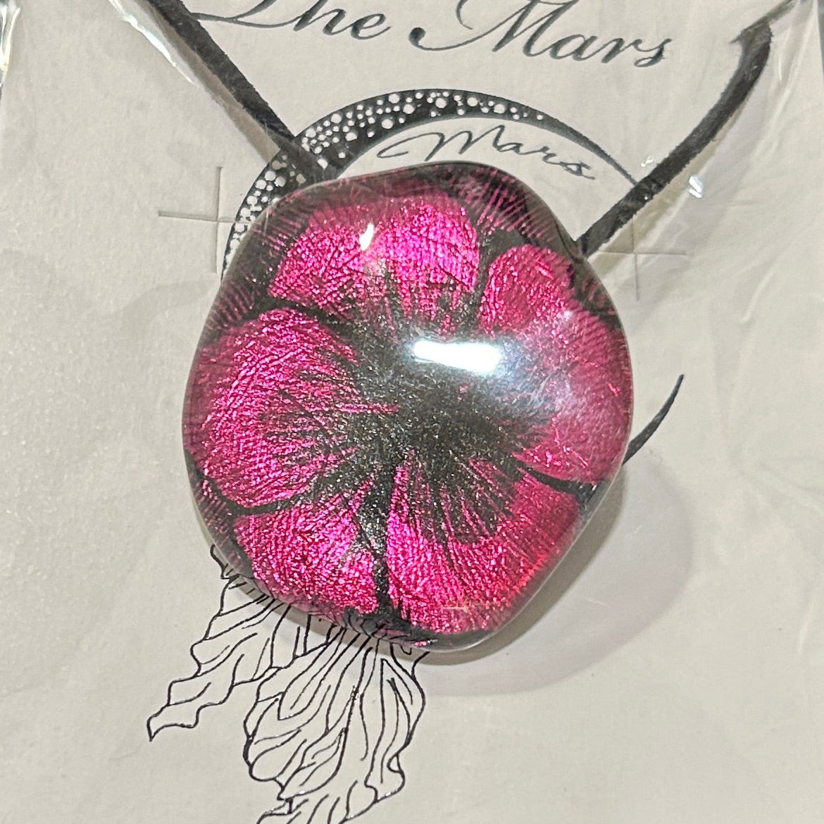 Pink Dichroic Glass Starburst Pendant - Handcrafted 1.25 Inch Celebration Design | Mars Glass Artisan Collection