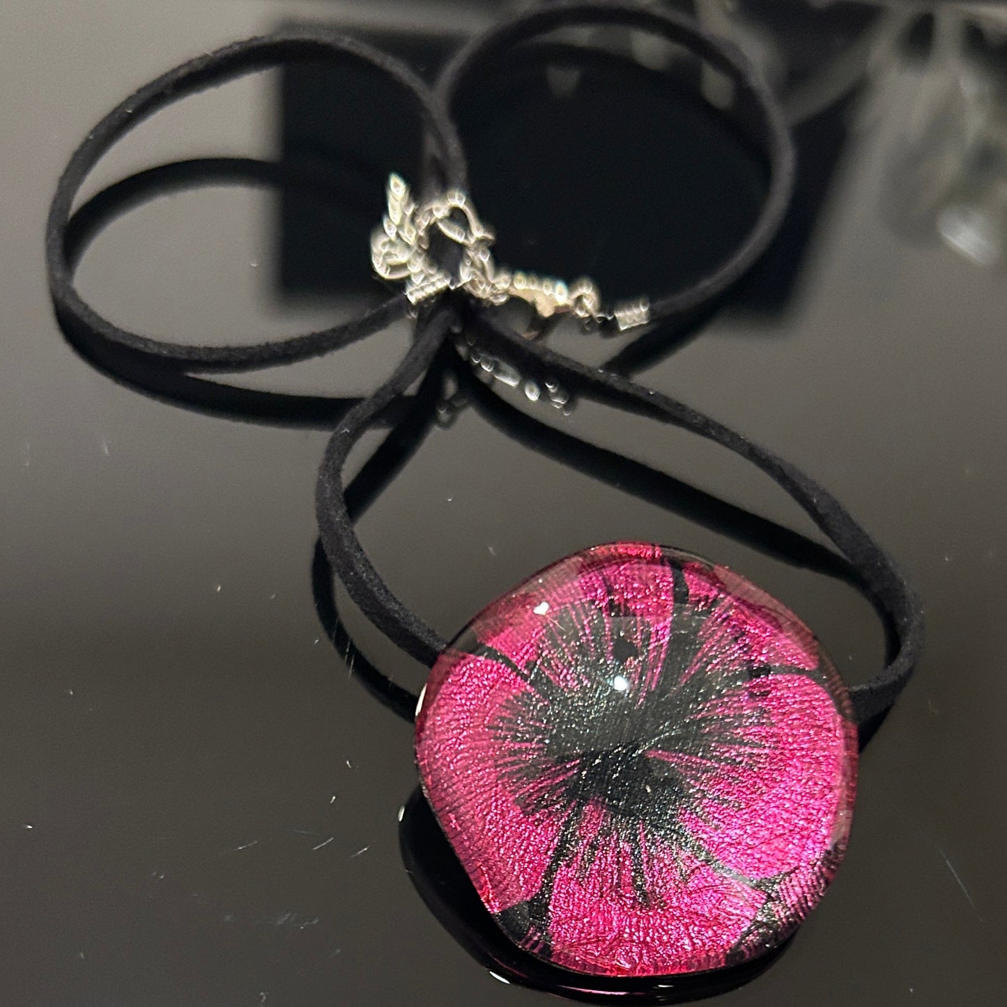 Pink Dichroic Glass Starburst Pendant - Handcrafted 1.25 Inch Celebration Design | Mars Glass Artisan Collection