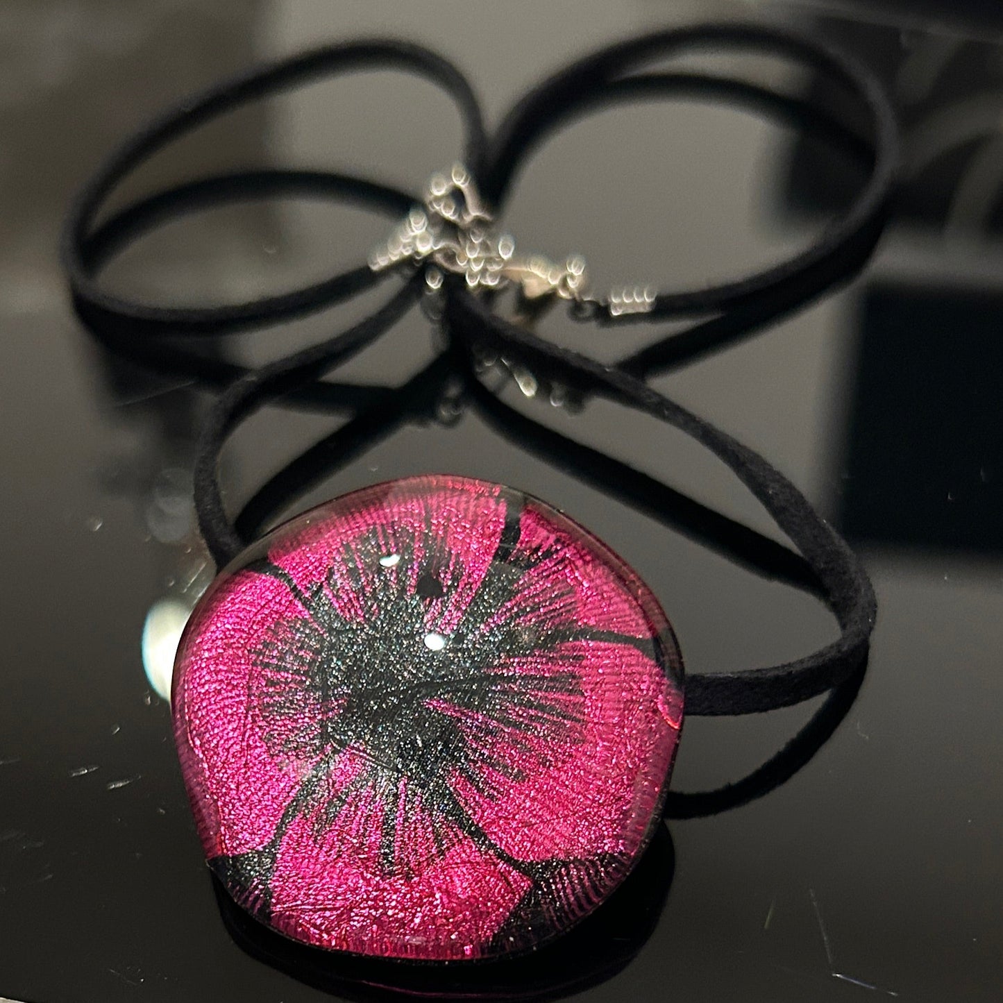 Pink Dichroic Glass Starburst Pendant - Handcrafted 1.25 Inch Celebration Design | Mars Glass Artisan Collection