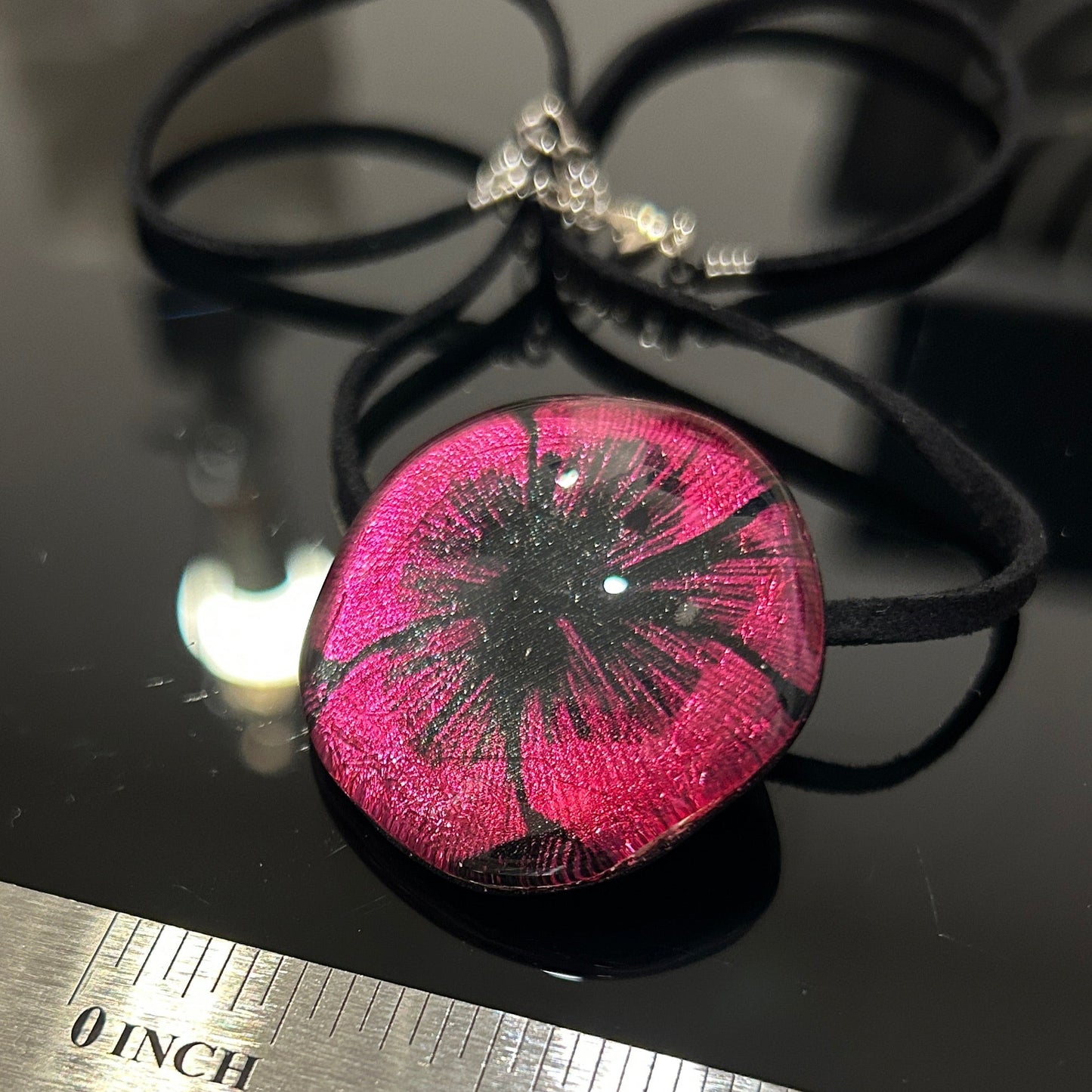 Pink Dichroic Glass Starburst Pendant - Handcrafted 1.25 Inch Celebration Design | Mars Glass Artisan Collection