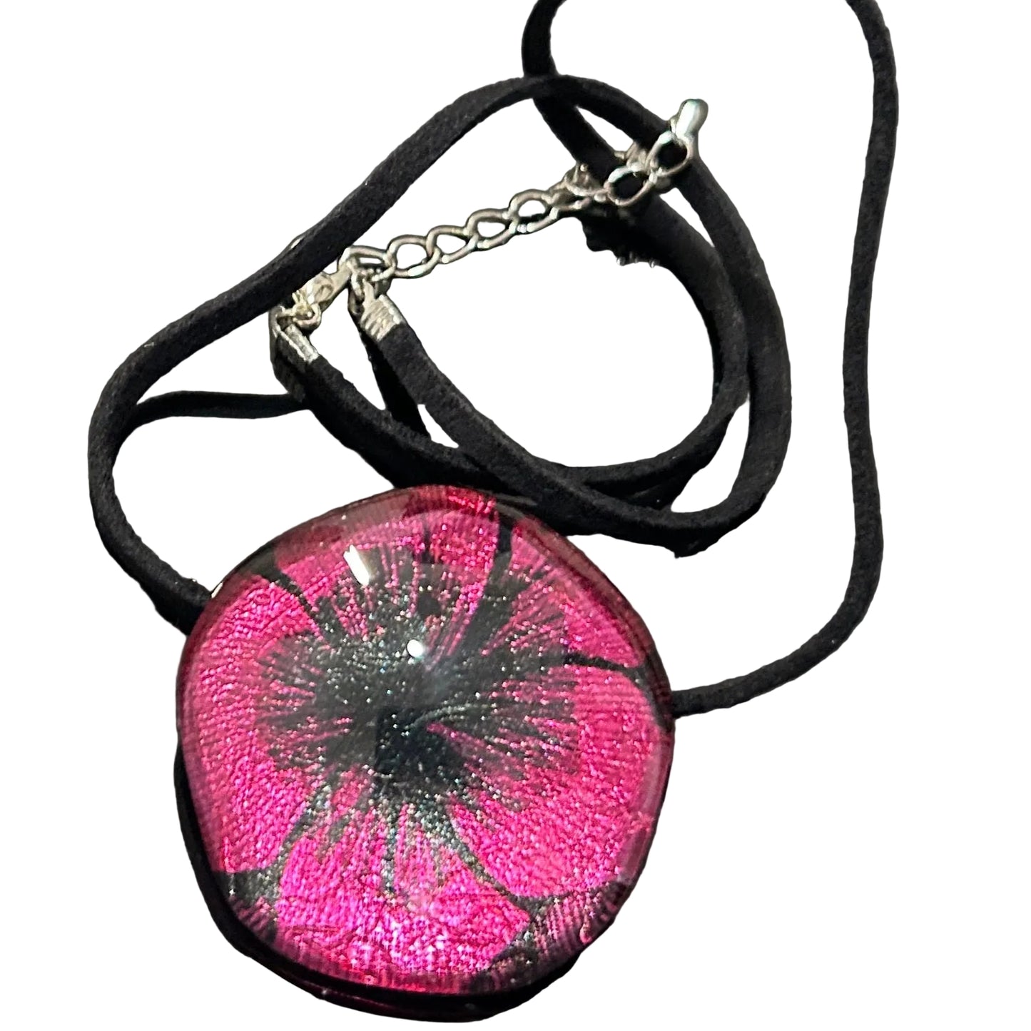 Pink Dichroic Glass Starburst Pendant 1.25 Inch Handcrafted Mars Glass Artisan Collection Celebration Jewelry Cosmic Firework